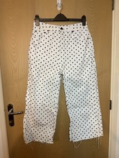 Topshop Moto White Black Polka Dot Wide Leg Jeans W30 L30