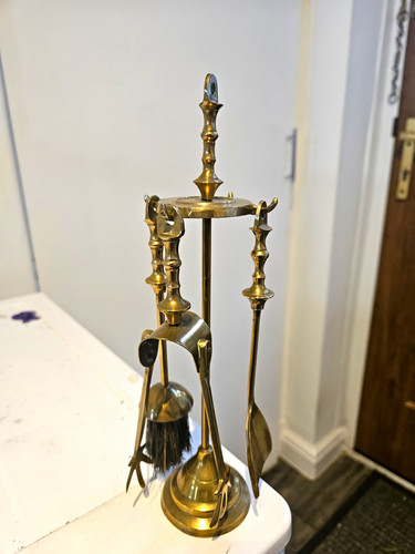 Vintage small brass fireplace - small,
