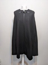 Zara Black Italian Manteco Wool Cape Poncho Coat Jacket Size S