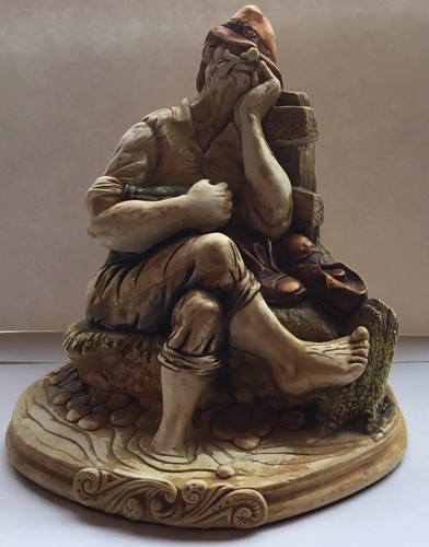 Vintage resin figure drinking - resin,