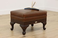 Georgian Vintage Mahogany & Leather Footstool, MN State Tag #53846