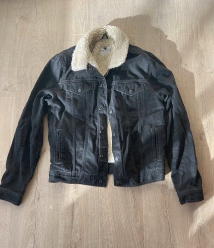 Topman black denim sherpa - topman,