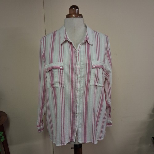 Ladies shirt pink white - ladies,