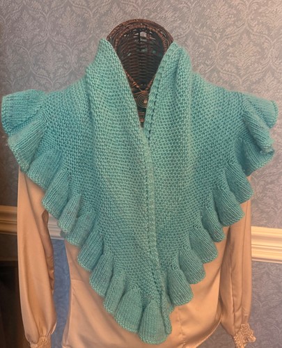 Handknitted ruffled shawlette - handknitted,