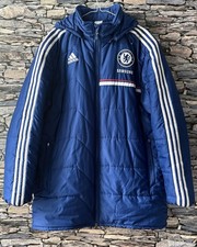 Chelsea FC 2013 Adidas Samsung Navy Blue Puffer Bench Coat Long Men's UK 46/48