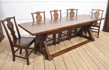 Oak Refectory Table | 8ft Antique Dining Table | Cleated Ends & Stretcher Base