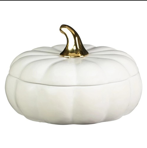 White ceramic pumpkin candle - ceramic,