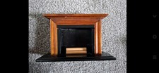 Dolls House Walnut & Black Fireplace with Logs Miniature Furniture 1:12 Scale