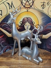 Silver Stag Ornament Set 2pc -