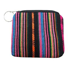 Handmade boho hippy bohemian Guatemalan Striped Coin Purse/For Credit Card Black