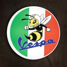 VESPA ITALIAN WASP  SCOOTER LED ILLUMINATED WALL LIGHT SIGN GARAGE MOD SCOOTER