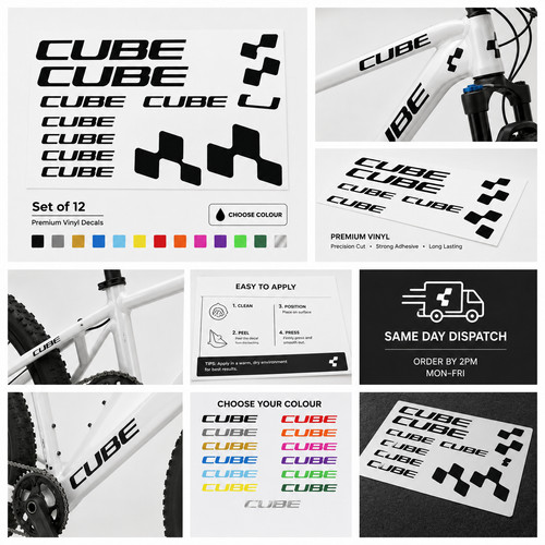 Cube bike frame vinyl decals - cube,