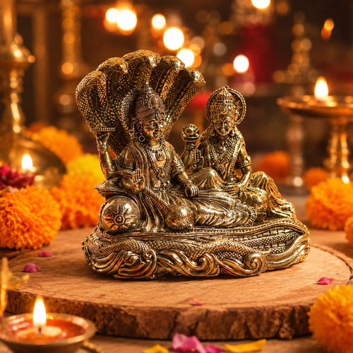 Brass lakshmi vishnu idol - brass,