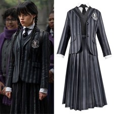 Adults Wednesday Addams Cosplay Costume Set Nevermore Academy School Uniform NEW