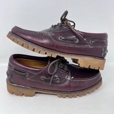 Barbour Boat Deck Shoes UK Size 6 Chunky Heel Vibram Sole Oxblood Leather