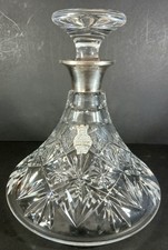 MID CENTURY WEBB CORBETT CUT CRYSTAL SHIPS DECANTER 25cm