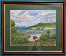 Original Watercolour Derwent Water from Broomhill Pt Lake District By Ron Keeton