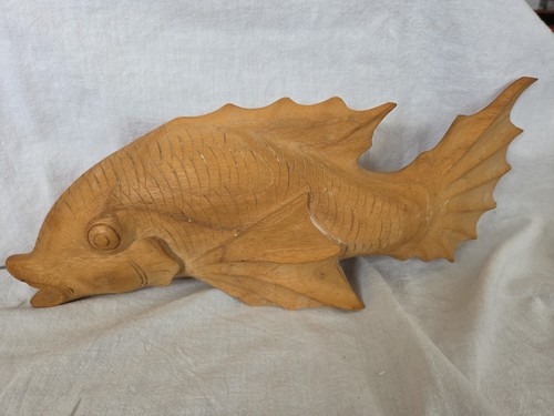 Wood butterfly koi sculpture - butterfly,