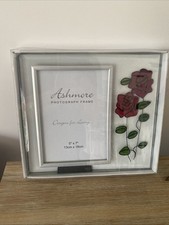 Stained Glass Floral Photograph Frame 5” By 7” Ashmore Boxed Rose Design VGC