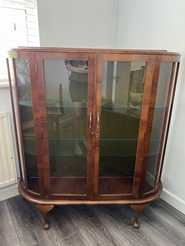 Walnut display drinks cabinet - walnut,