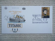 1972 RMS TITANIC 60th Anniversary Cover, James Clark Ross stamp, Southampton pmk