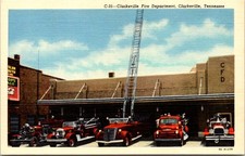 Linen Postcard Fire Department