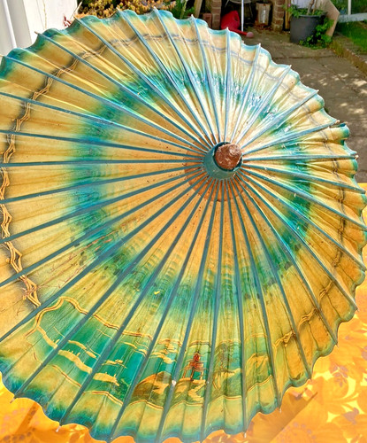 Vintage parasol teal blue - vintage,