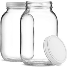 4 Pack – 1 Gallon (3.8 L) Wide Mouth Glass Jars with Screw Lids – Home Brewing