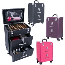 Large Makeup Trolley Beauty Case Nail Technician Cosmetic Storage Box Organizers