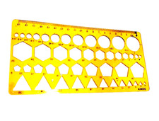 2X DRAWING STENCILS TEMPLATE WITH CIRCLES, SQUARES HEXAGONS & OVAL SHAPE STENCIL