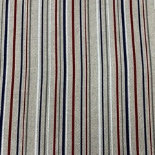 New Spinnaker Stripe Fabric Material Blue/Red linen Cotton  Curtain Blind Craft