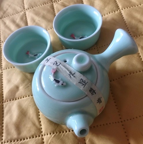 Japanese celadon tea set - japanese,