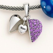 Purple Crystal Nan Heart Charm