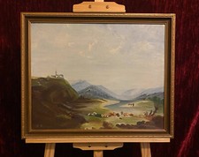 Vintage oil painting Cattle In
