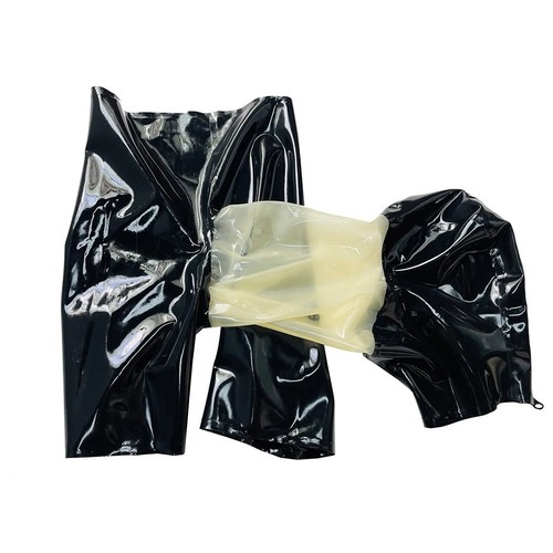 Black latex gummi shorts - black,