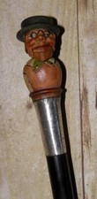 Antique ANRI Gadget Talking Man Walking Stick - Hallmarked Silver Chester 1921