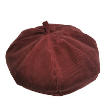 Damart Corduroy Beret Vintage Maroon Faux Fur Lined Warm Cosy Made in England
