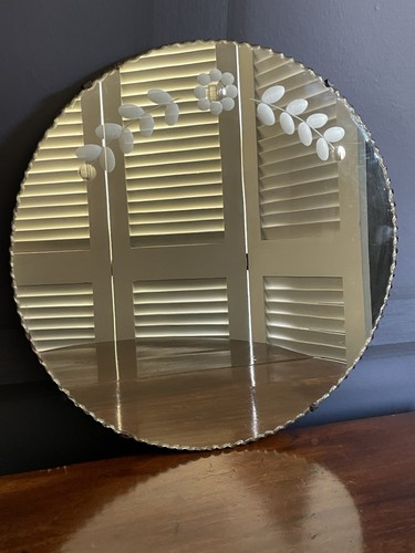 Antique art deco round - round, mirror