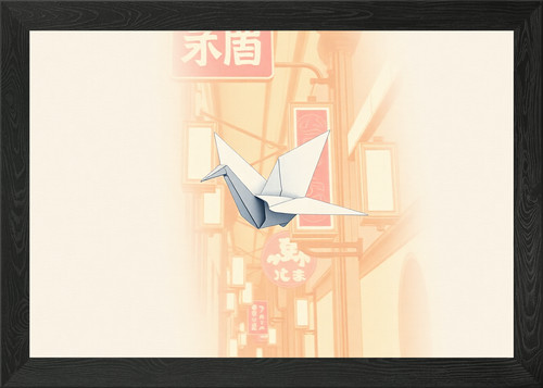 Origami crane flying through - origami,