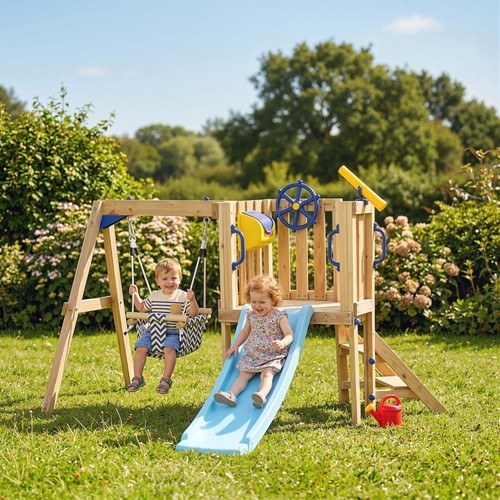 Outsunny wooden swing - set, with