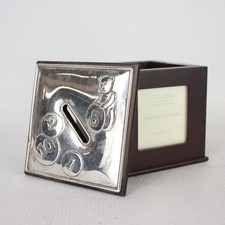CARRS Photo Frame Money Box STERLING SILVER Lion Hallmarked Lid Children's -GUI