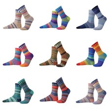 Unisex Crew Socks Mismatched Odd Vibrant Colours Fair Isle Striped Boot Solmate