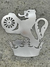 BR British Rail Lion Over Wheel Crest Steel Logo Plate Railwayana Polished Sign