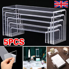 5Pcs Acrylic Clear Display Shelves Perspex Stands Risers Shelf Retail Shop NEW