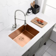 Handmade 1.0 Bowl Rose Gold Stainless Steel Undermount Sink Size580x450x210mm