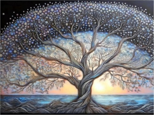 Tile mural tree life - mural, of