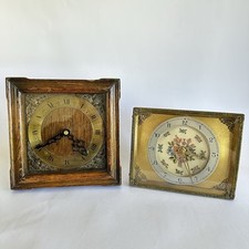 2 Vintage Mantle Clocks Smiths Petit Point Brass Wood PARTS SPARES