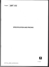 Peugeot 207 CC Specifications 2008-2009 UK Market Sales Brochure Sport, GT, Elle