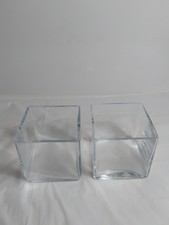 2 x Glass Cube Shaped Vase
