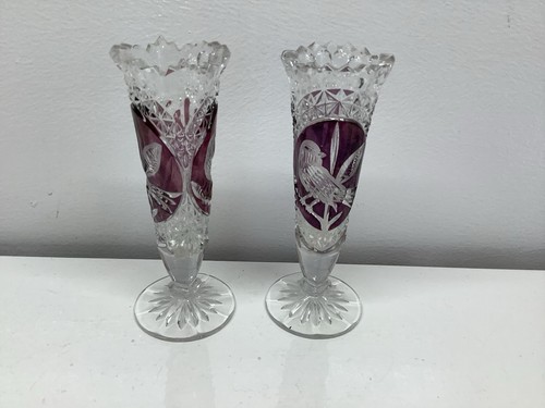 Crystal glass candle sticks - glass,